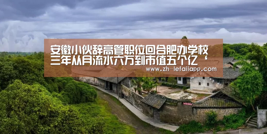 安徽小伙辞高管职位回合肥办学校 三年从月流水六万到市值五个亿‘乐发IIapp’(图1) 乐发IIapp